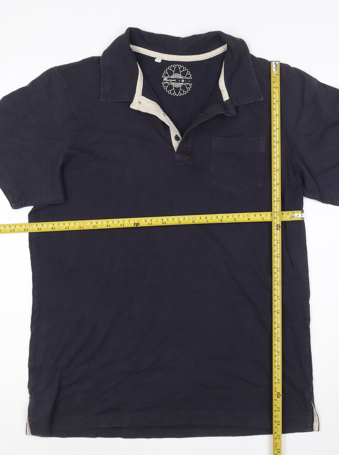 Monsoon Men's Blue Cotton Polo Shirt Size M Short Sleeve