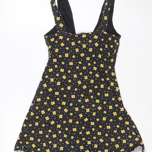 ASOS Womens Black Floral V-Neck Button Camisole Tank Top Size 8