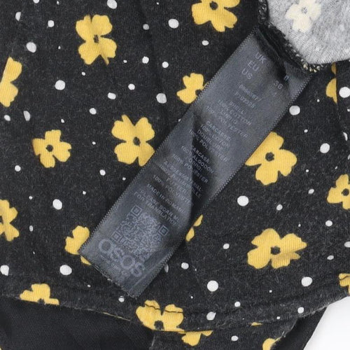 ASOS Womens Black Floral V-Neck Button Camisole Tank Top Size 8