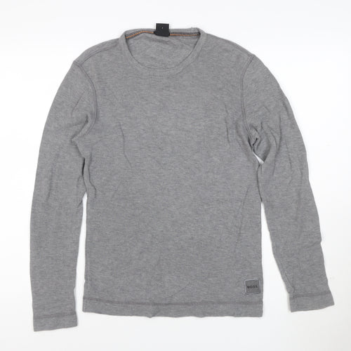Hugo Boss Men's Grey Slim Fit Cotton Knit Jumper Size L