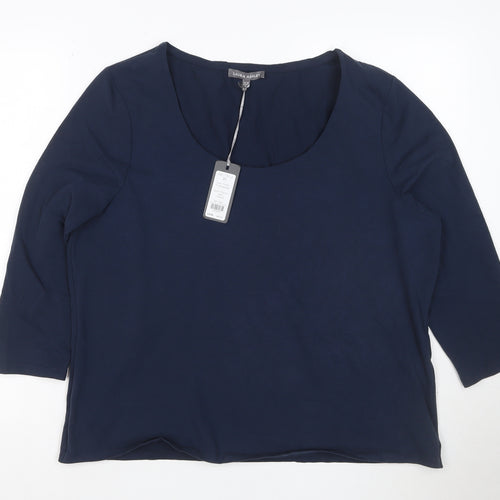 Laura Ashley Women's Blue 3/4 Sleeve Cotton Stretch Jersey Top UK 20