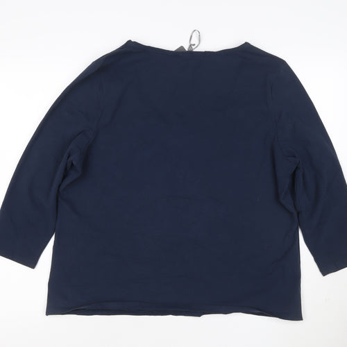 Laura Ashley Women's Blue 3/4 Sleeve Cotton Stretch Jersey Top UK 20