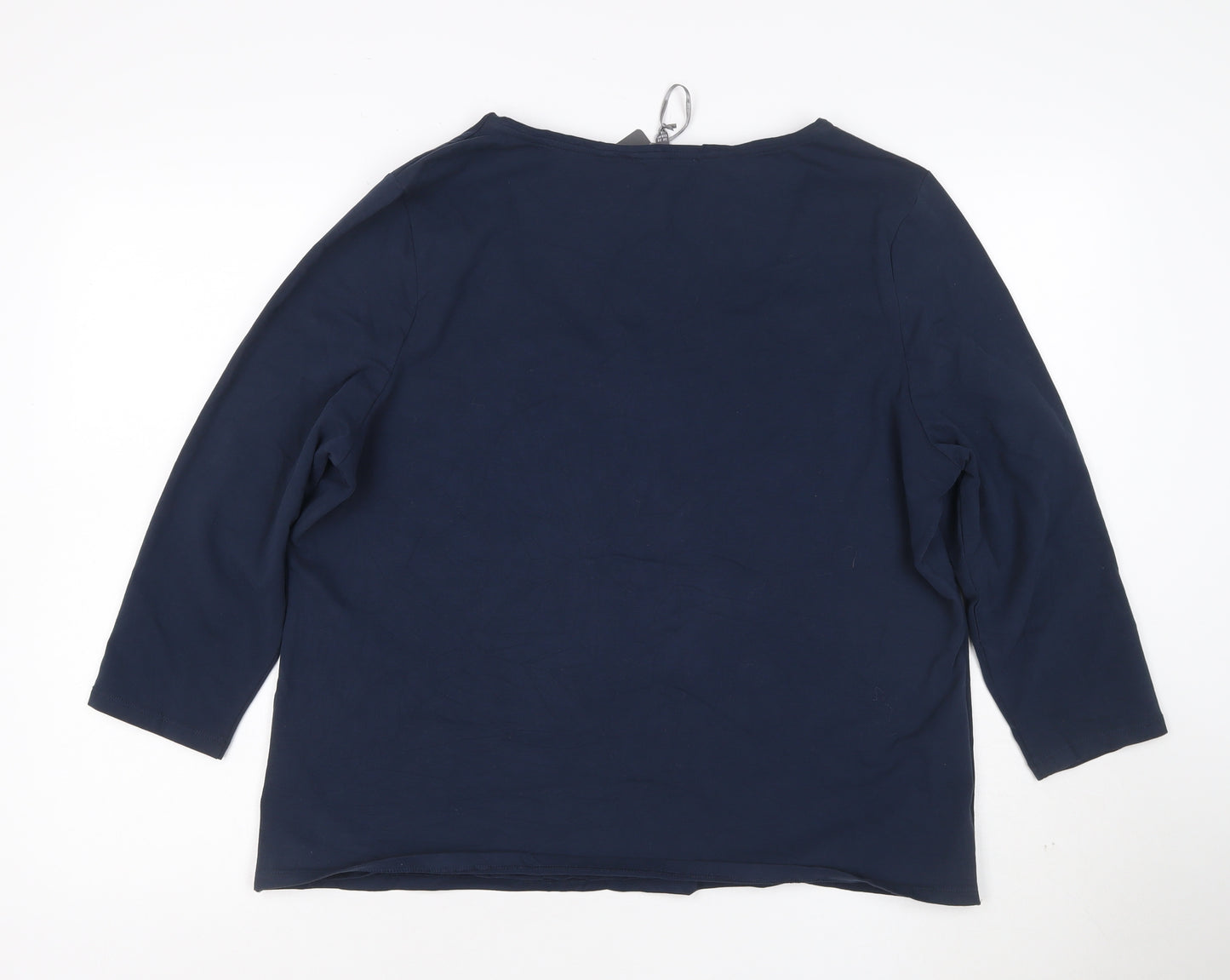Laura Ashley Women's Blue 3/4 Sleeve Cotton Stretch Jersey Top UK 20