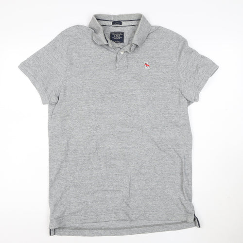 Abercrombie & Fitch Men's Grey Classic Fit Cotton Polo Shirt L