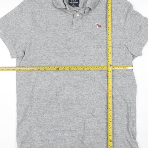 Abercrombie & Fitch Men's Grey Classic Fit Cotton Polo Shirt L