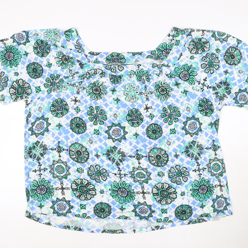 Evans Women's Blue Floral Tunic Blouse Size 22 Viscose Top