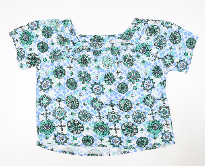 Evans Women's Blue Floral Tunic Blouse Size 22 Viscose Top