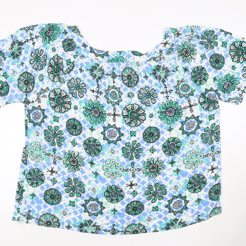 Evans Women's Blue Floral Tunic Blouse Size 22 Viscose Top