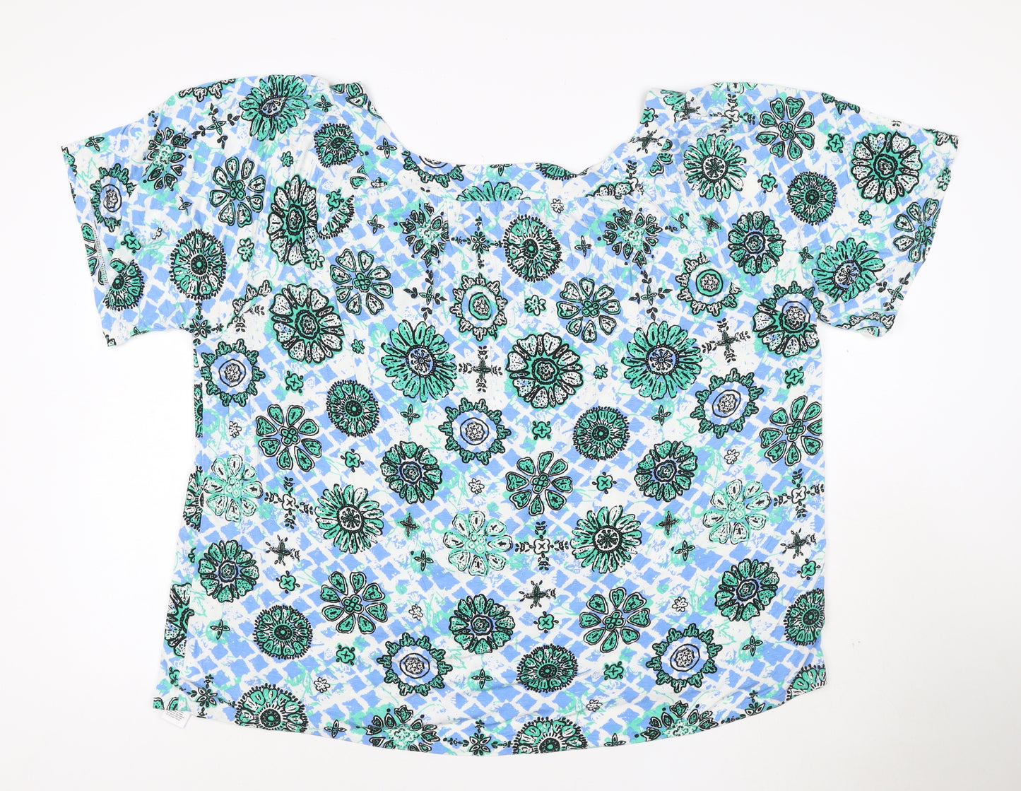 Evans Women's Blue Floral Tunic Blouse Size 22 Viscose Top