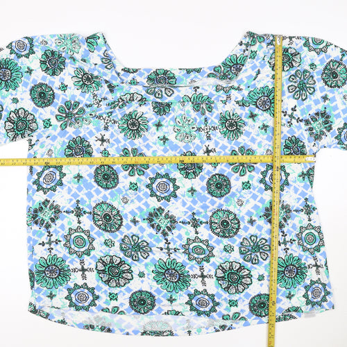 Evans Women's Blue Floral Tunic Blouse Size 22 Viscose Top