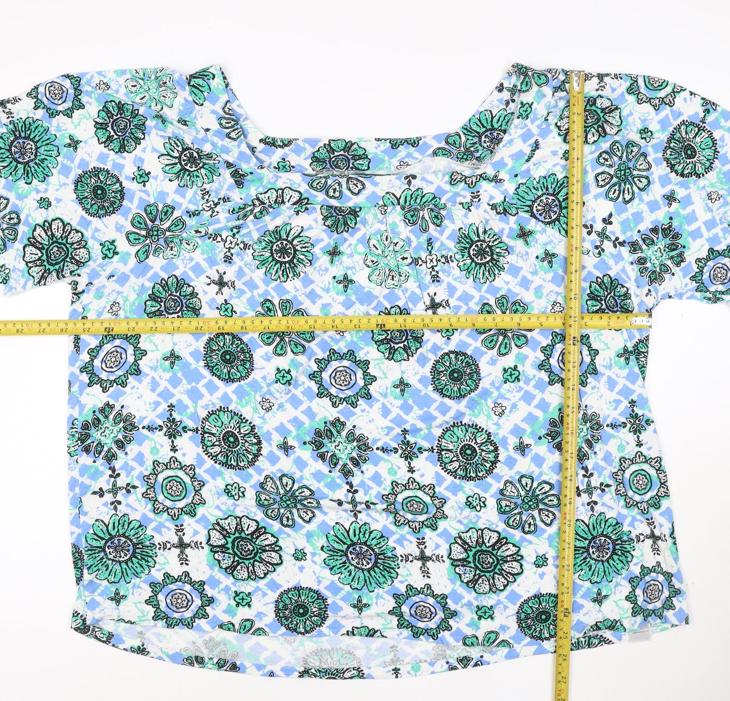 Evans Women's Blue Floral Tunic Blouse Size 22 Viscose Top