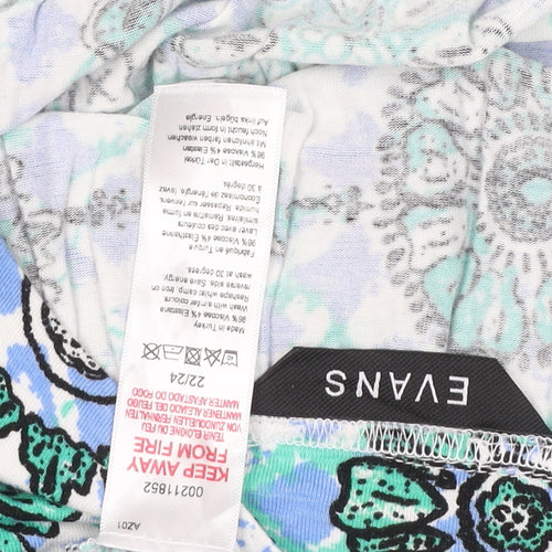 Evans Women's Blue Floral Tunic Blouse Size 22 Viscose Top