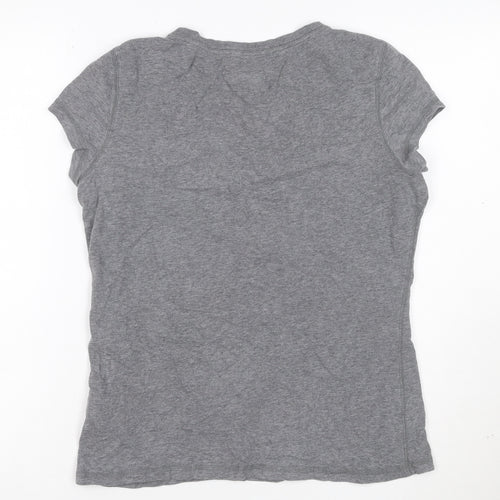 Marks and Spencer Womens Grey Henley T-Shirt UK 10 Short Sleeve