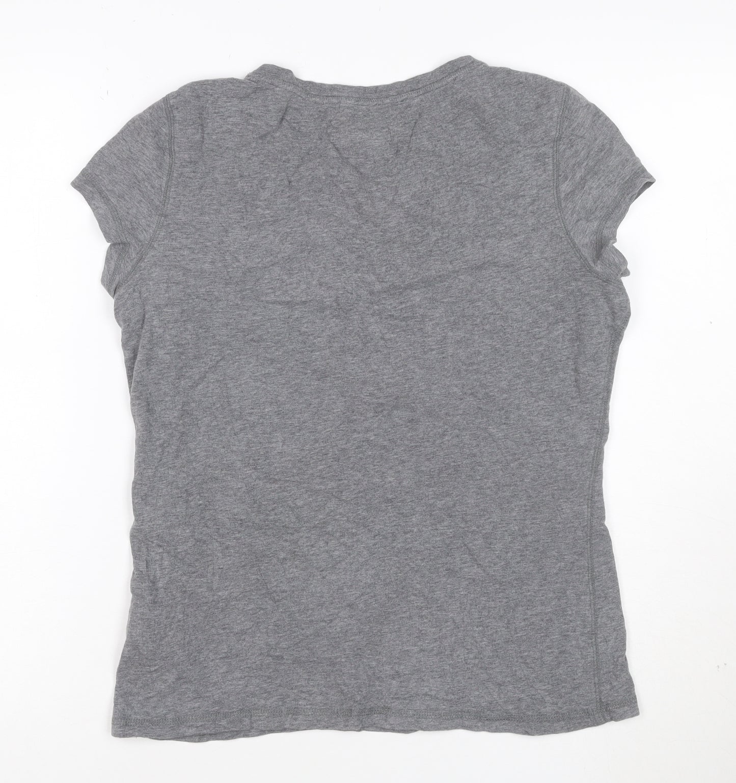 Marks and Spencer Womens Grey Henley T-Shirt UK 10 Short Sleeve