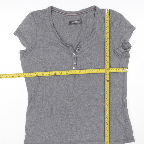 Marks and Spencer Womens Grey Henley T-Shirt UK 10 Short Sleeve