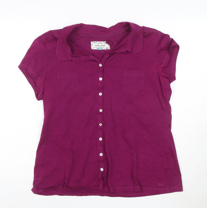 White Stuff Women's Purple Size 18 Cotton Button-Up Shirt
