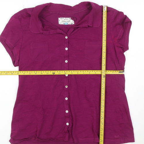 White Stuff Women's Purple Size 18 Cotton Button-Up Shirt
