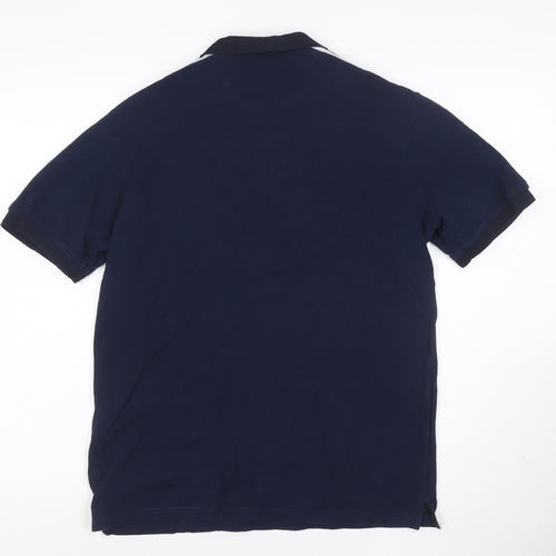Zara Men's Blue Cotton Short Sleeve Polo Shirt Size L