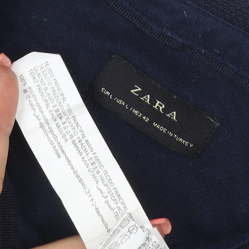 Zara Men's Blue Cotton Short Sleeve Polo Shirt Size L