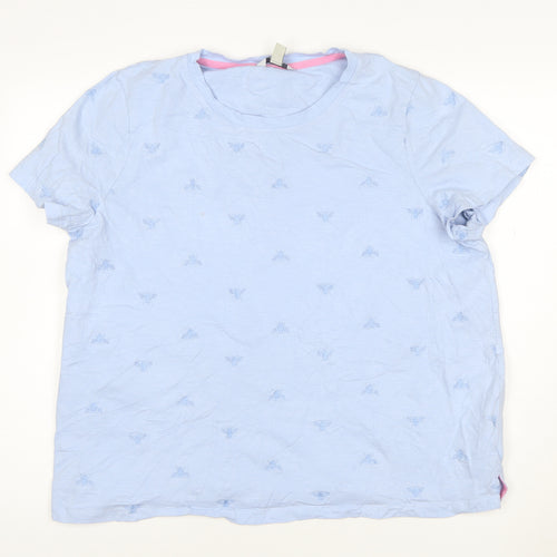 Joules Women's Blue Embroidered Bee Cotton T-Shirt Size 20