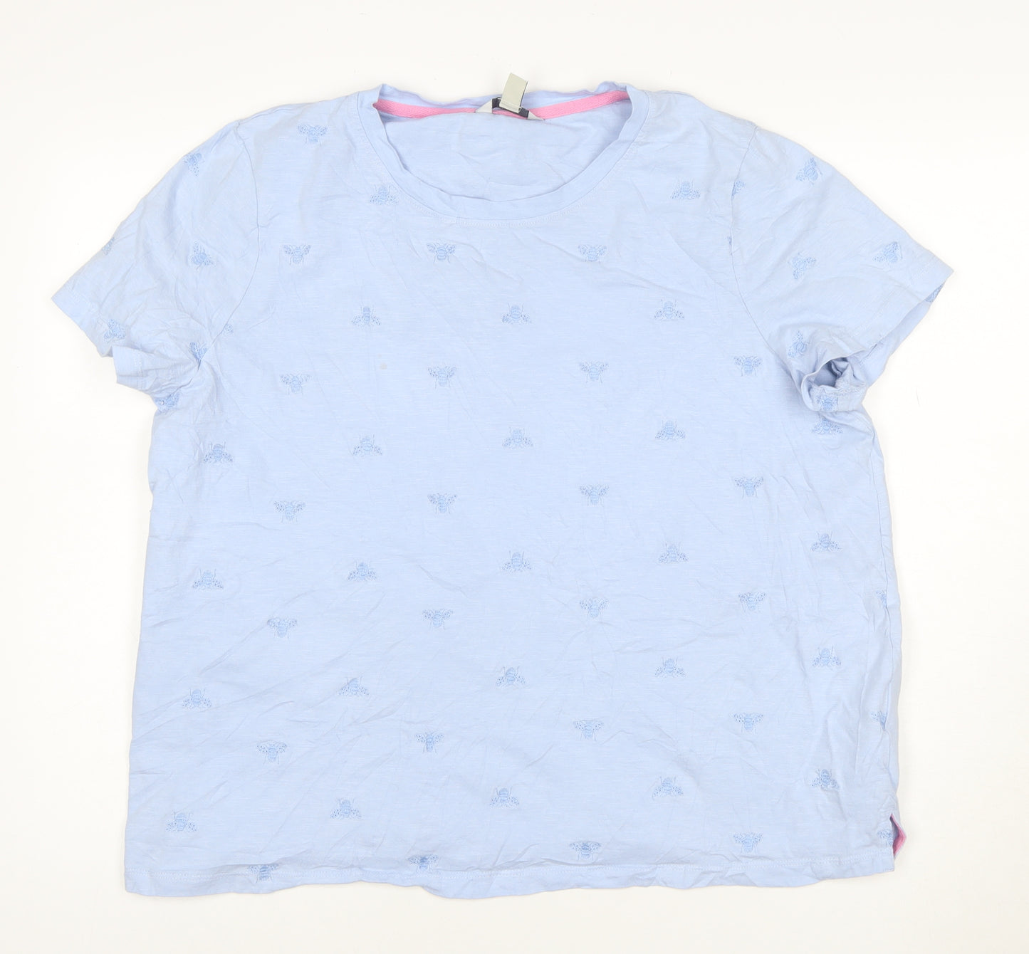 Joules Women's Blue Embroidered Bee Cotton T-Shirt Size 20