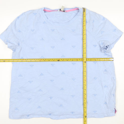 Joules Women's Blue Embroidered Bee Cotton T-Shirt Size 20