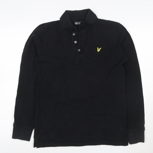 Lyle & Scott Men’s Black Long Sleeve Cotton Polo Shirt Size S