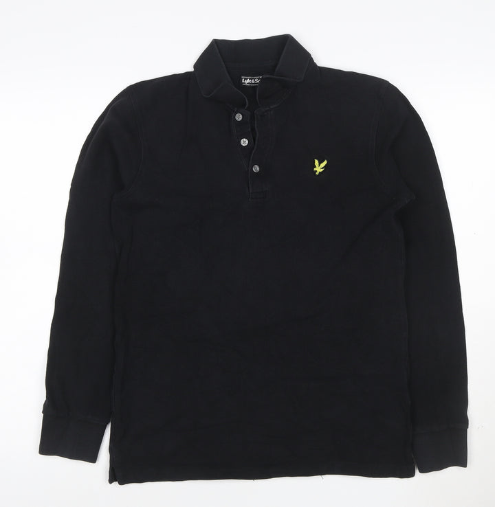 Lyle & Scott Men’s Black Long Sleeve Cotton Polo Shirt Size S