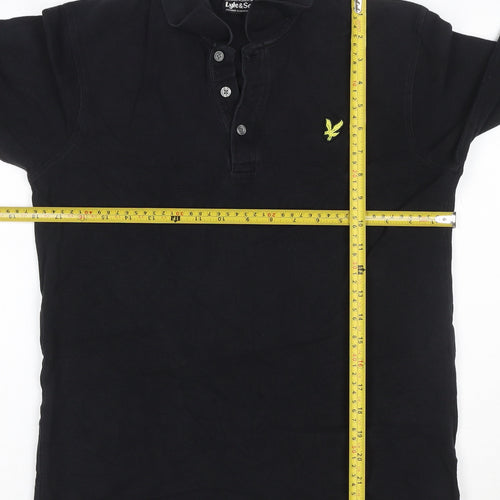 Lyle & Scott Men’s Black Long Sleeve Cotton Polo Shirt Size S