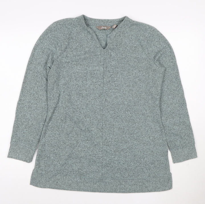 de&Co Womens Grey V-Neck Long Sleeve Tunic Jumper Size S