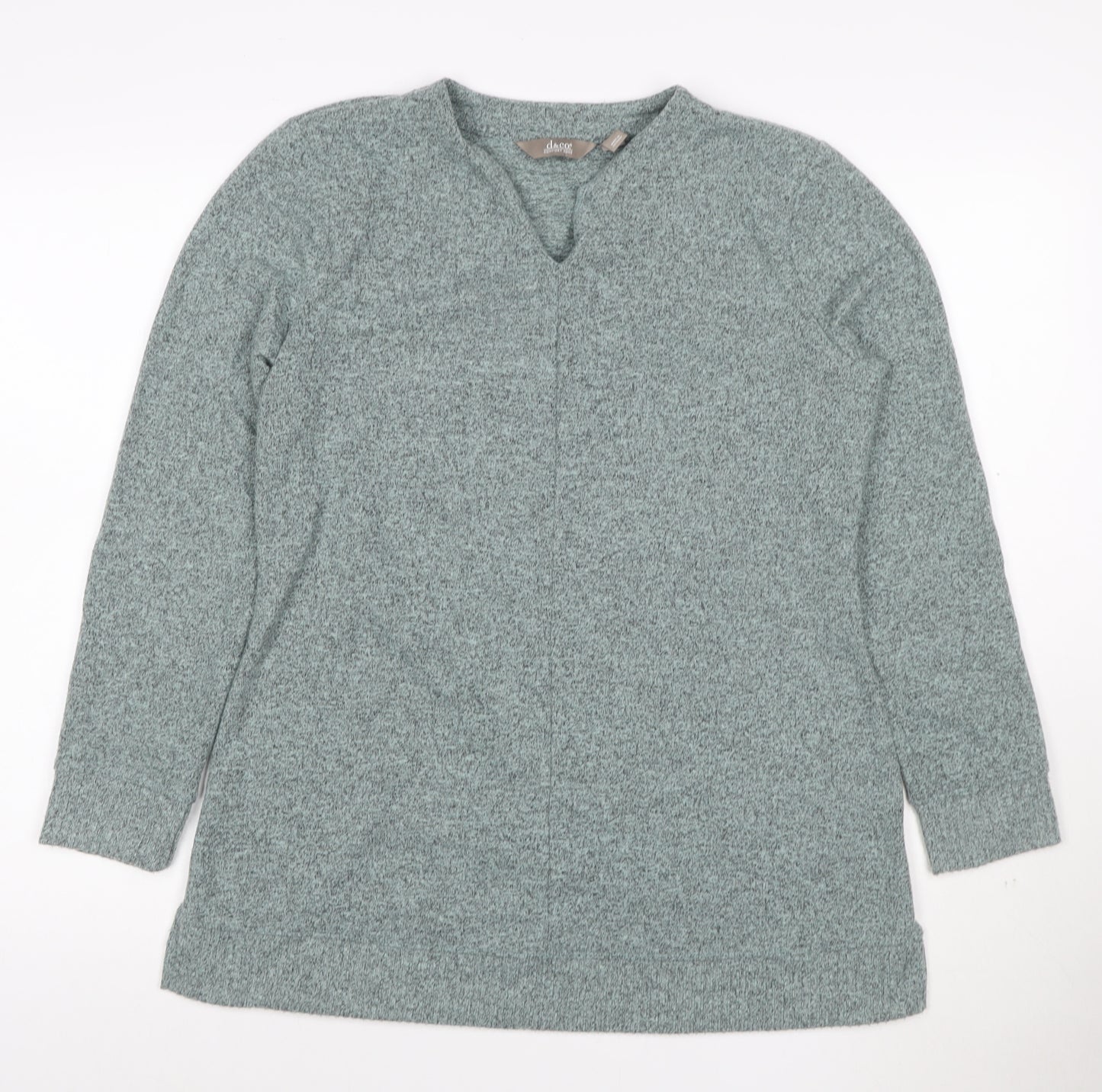 de&Co Womens Grey V-Neck Long Sleeve Tunic Jumper Size S