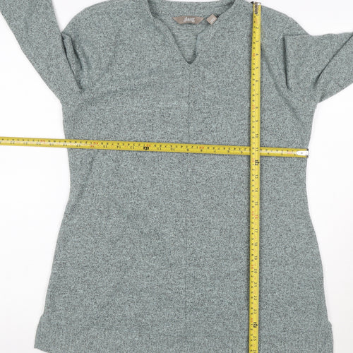 de&Co Womens Grey V-Neck Long Sleeve Tunic Jumper Size S