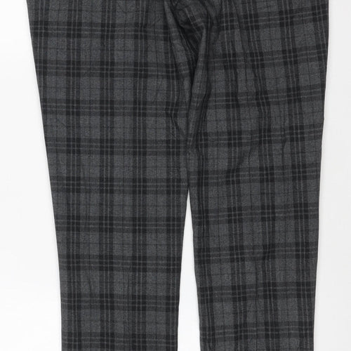 Next Women's Grey Plaid Tailored Straight Trousers Size 14