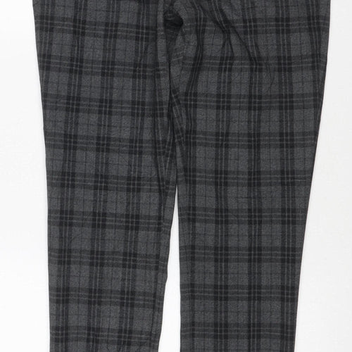 Next Women's Grey Plaid Tailored Straight Trousers Size 14