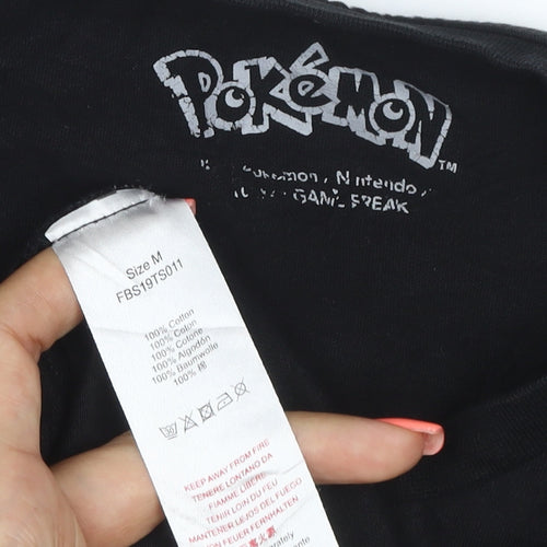 Pokemon Women's Black Cotton Crew Neck T-Shirt Size M