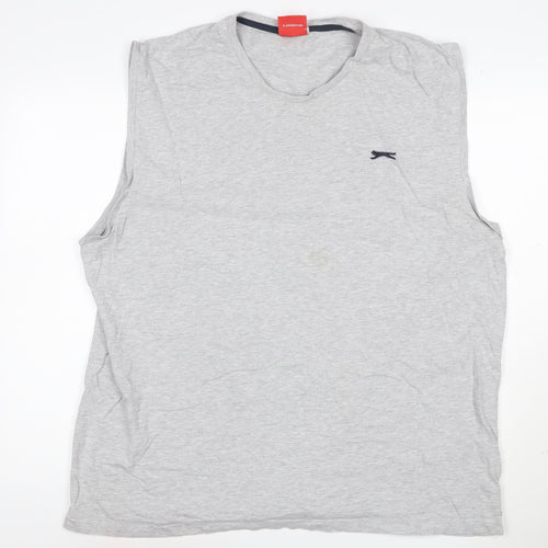 Slazenger Men's Grey Sleeveless Crew Neck T-Shirt 2XL Regular Fit