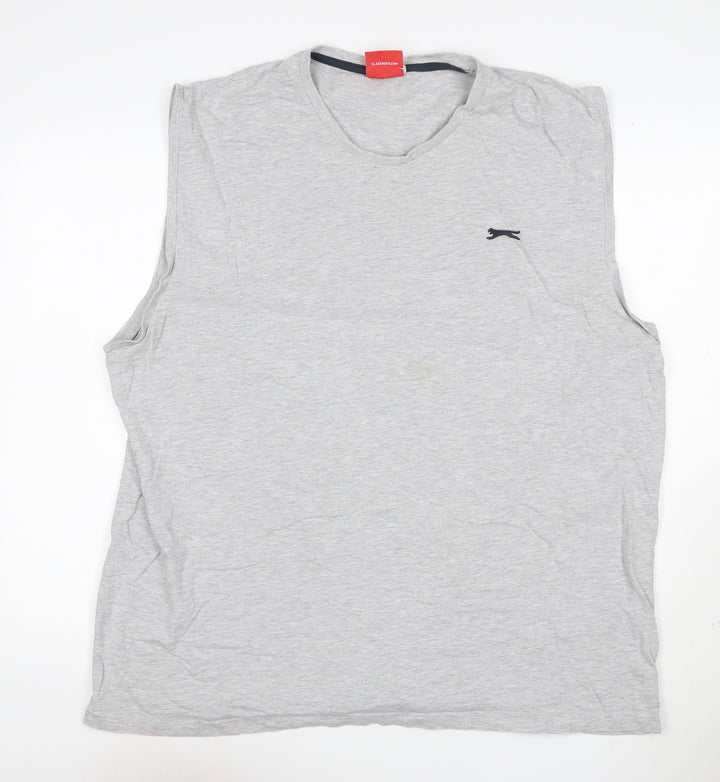 Slazenger Men's Grey Sleeveless Crew Neck T-Shirt 2XL Regular Fit