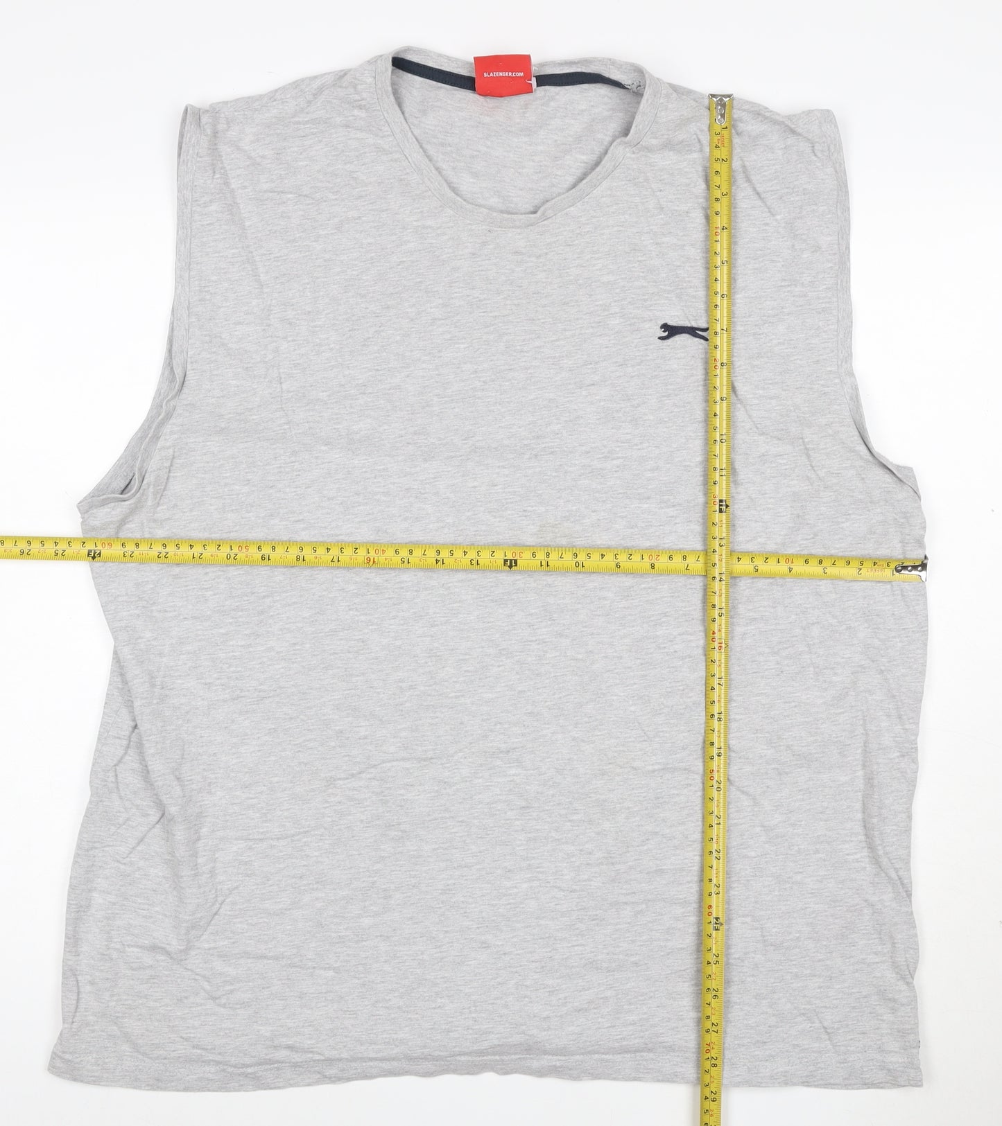 Slazenger Men's Grey Sleeveless Crew Neck T-Shirt 2XL Regular Fit
