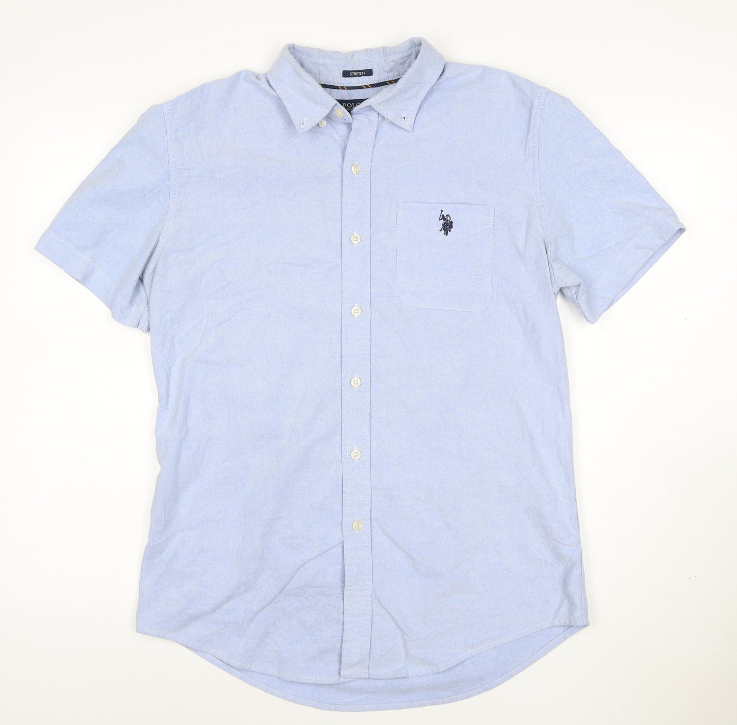 U.S. Polo Assn. Men's Blue Regular Fit Short Sleeve Button-Up Shirt M