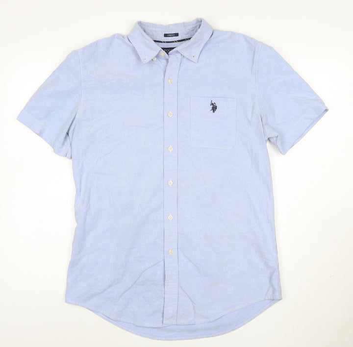 U.S. Polo Assn. Men's Blue Regular Fit Short Sleeve Button-Up Shirt M