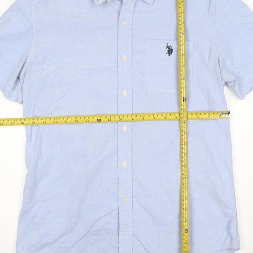 U.S. Polo Assn. Men's Blue Regular Fit Short Sleeve Button-Up Shirt M