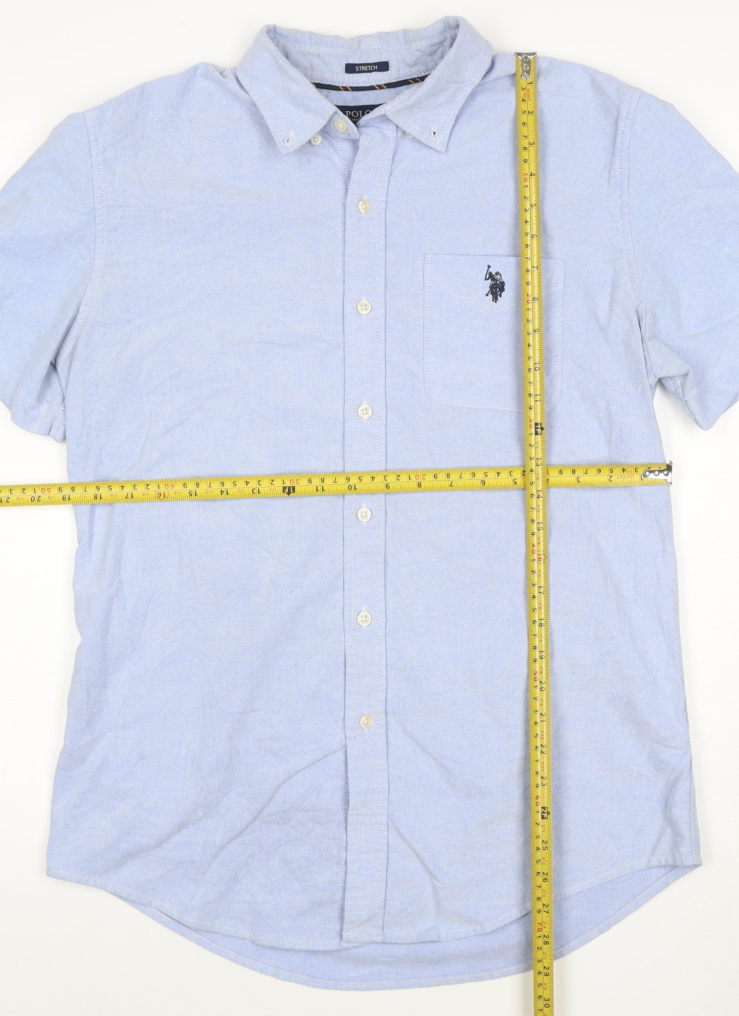 U.S. Polo Assn. Men's Blue Regular Fit Short Sleeve Button-Up Shirt M