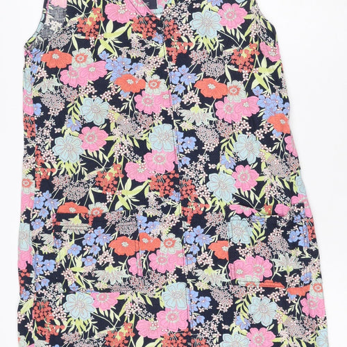 Next Women’s Multicoloured Floral Shift Dress Size 12 Sleeveless Linen Blend