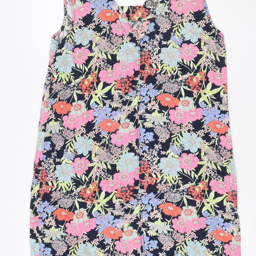 Next Women’s Multicoloured Floral Shift Dress Size 12 Sleeveless Linen Blend