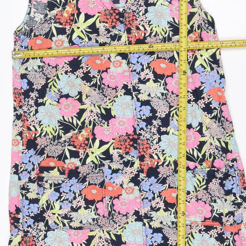 Next Women’s Multicoloured Floral Shift Dress Size 12 Sleeveless Linen Blend
