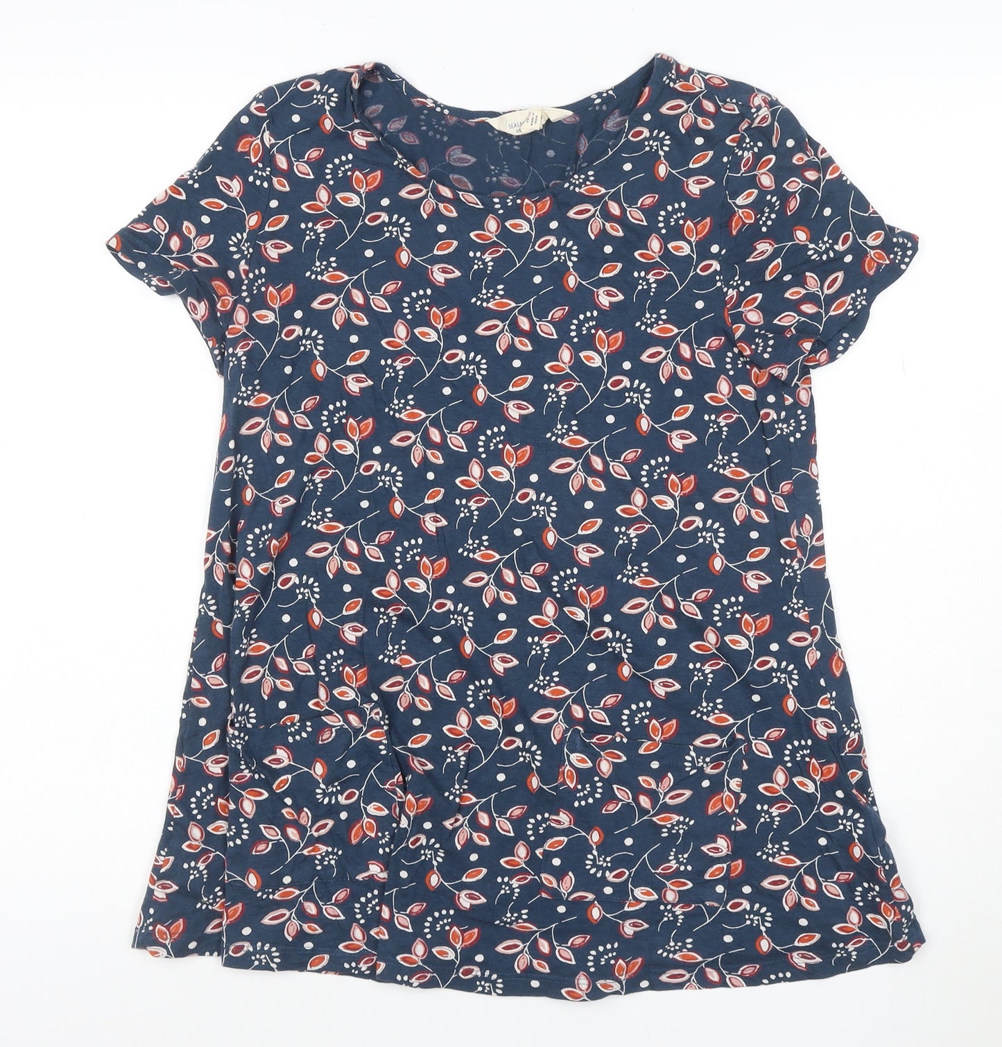 Seasalt Cornwall Women's Blue Floral Organic Cotton Tunic Blouse UK 10