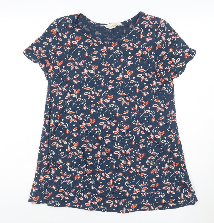 Seasalt Cornwall Women's Blue Floral Organic Cotton Tunic Blouse UK 10