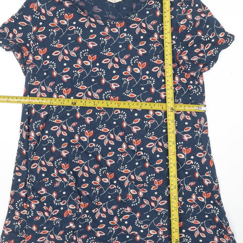 Seasalt Cornwall Women's Blue Floral Organic Cotton Tunic Blouse UK 10