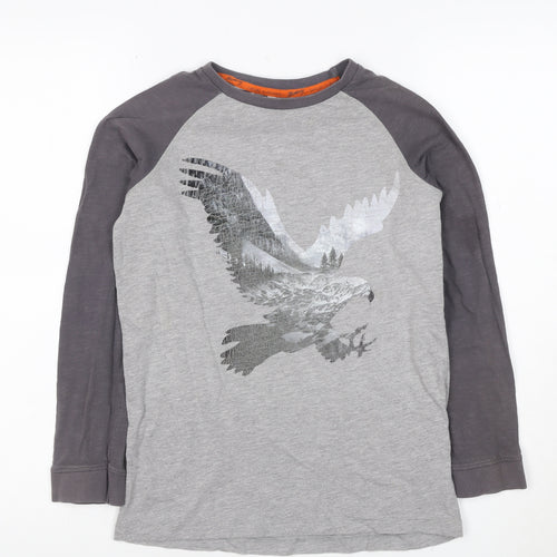 Blue Harbour Boys Grey Long Sleeve Eagle Graphic T-Shirt Age 11-12