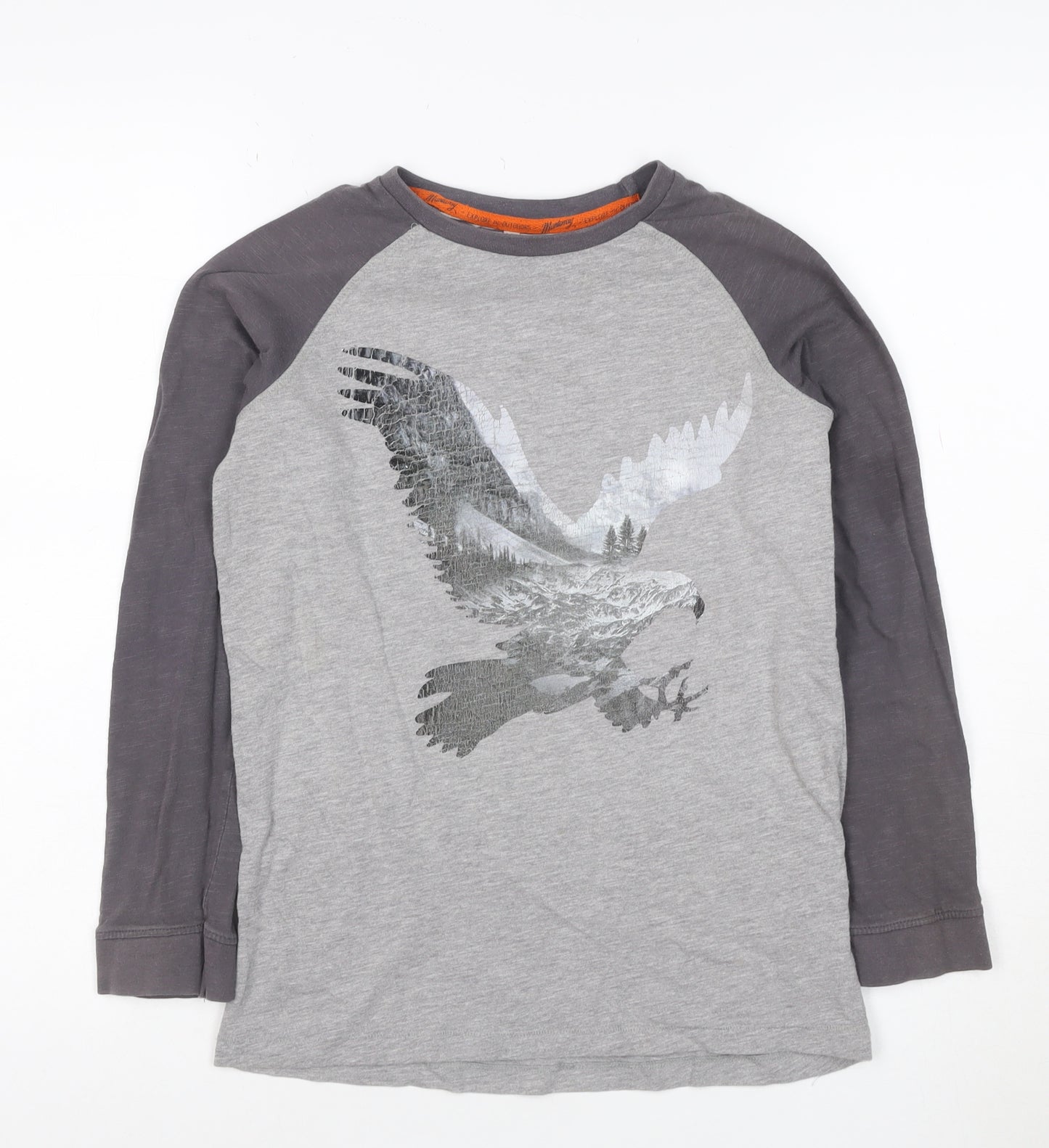 Blue Harbour Boys Grey Long Sleeve Eagle Graphic T-Shirt Age 11-12